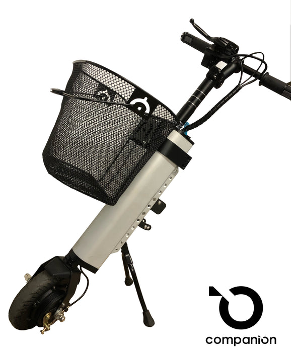 Front mounted removable basket for Companion Power Add-on for manual wheelchairs